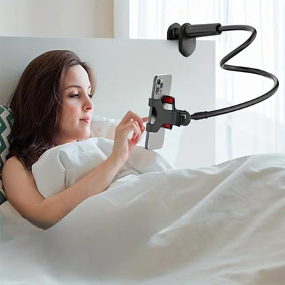 Flexible Gooseneck Phone Holder with Handle, Adjustable Long Arm Desktop Clamp for Bedside or Overhead Use gooseneck Phone Holder Flexible Mount Adjustable Desktop clamp Bedside Stand