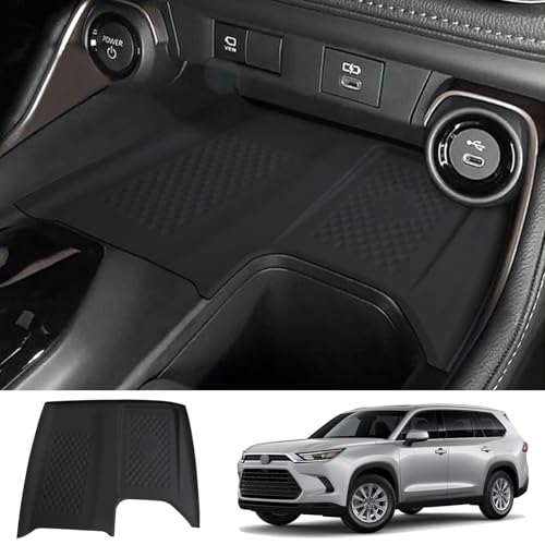 Center Console Wireless Charging Pad Fit for Toyota Grand Highlander 2024 2025 Silicone Non-Slip Wireless Charger Tray Protective Mat Interior Accessories