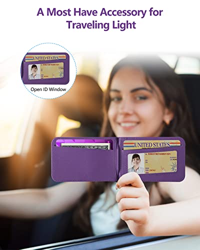 for MagSafe Wallet with Adjustable Stand, 9 Card Holder, Open ID Window - color: Purple