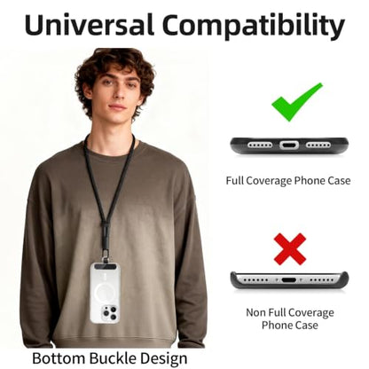 360° Rotatable Adjustable Phone Lanyard 3-Piece Set - Wrist/Neck/Crossbody Strap with Tether Tabs, Universal for Phones - color: Black