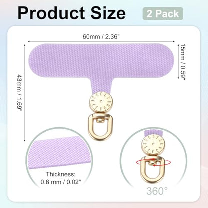 uxcell Rotating Phone Lanyard Tab Ultra-Thin No-Adhesive Phone Tether Patch - color: Gold Dial, Purple Patch
