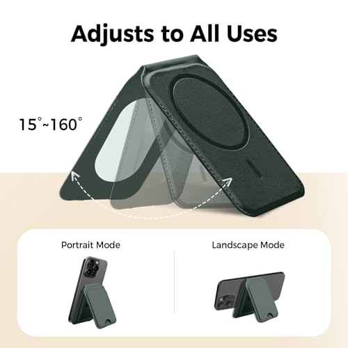 for MagSafe Wallet with Mirror, 4 Card Holder RFID Blocking Stand - color: Green