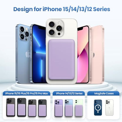 Magnetic Portable Charger 10800mah for Magsafe Battery Pack, Wireless Power Bank with PD Fast Charging, Travel Essentials Phone Battery Charger For iPhone 17/17 Pro Max/16/15/14/13/12 Series-Purple - color: Purple