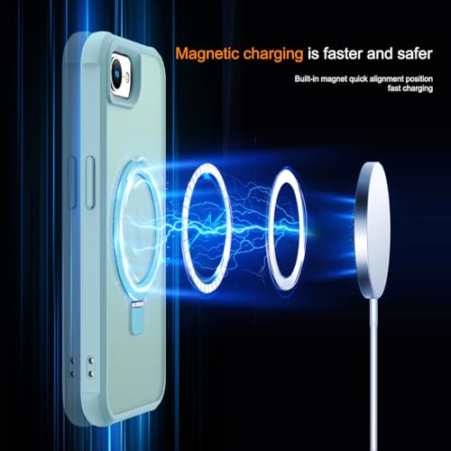SKYLMW Compatible with iPhone 16e/17e Case with Stand,Blue | iPhone 16e Case iPhone 17e Case 6.1",Magnetic Ring Stand,Compatible with MagSafe,Military-Grade Protection,Great Grip Feeling - color: Blue, size: Iphone 16e & Iphone 17e