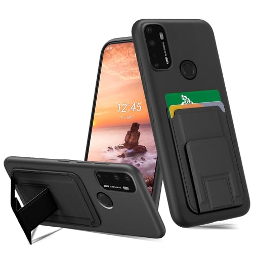 Compatible for AT&T Radiant Max 5G/Cricket Dream 5G Case with Card Wallet | Multi-Functional Magnetic Folding Card Holder/Slots Kickstand/Stand Slim Fit Protective Cover Case, Black