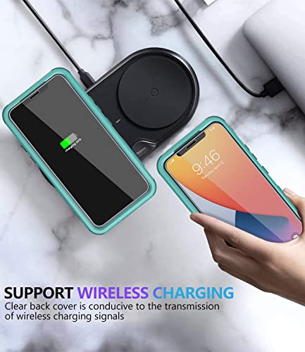 Diverbox for iPhone 11 Case [Shockproof] [Dropproof] [Tempered Glass Screen Protector],Heavy Duty Protection Phone Case Cover for Apple iPhone 11 (Teal-3in1) - color: Teal-3in1