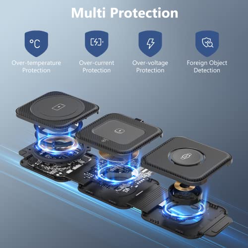 Travel Charger for Samsung Multi Devices, Foldable 3 in 1 Wireless Charging Station Fast Charging Stand/Pad Compatible for Samsung Galaxy S26/S25/S24/S23/Note20 Galaxy Watch8/7/6/Galaxy Buds4(Black - color: Black