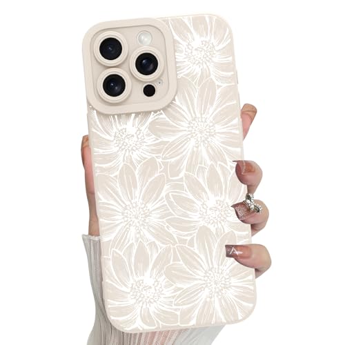 MZELQ for iPhone 16 Pro Case Sunflowers Floral Pattern -White | Silicone Flowers Cute, Camera Protection Soft Slim Phone Cover for Girls Women - color: White-Sunflower, size: iPhone 16 Pro