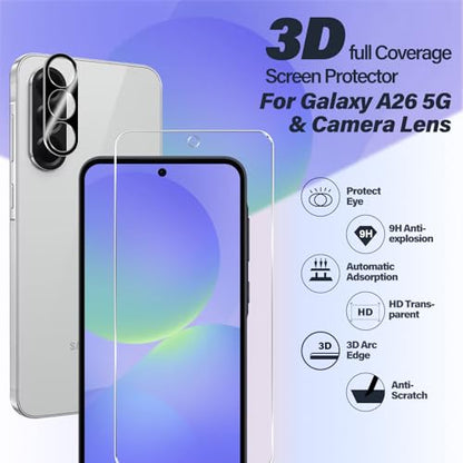 BIGFACE Galaxy A36 Tempered Glass Screen Protector + Camera Lens Protector [2 + 2 Pack][Case Friendly][Anti-Scratch][Ultrasonic Fingerprint Unlock] HD Protective Film for Samsung Galaxy A36 - size: Galaxy A36 (6.7")