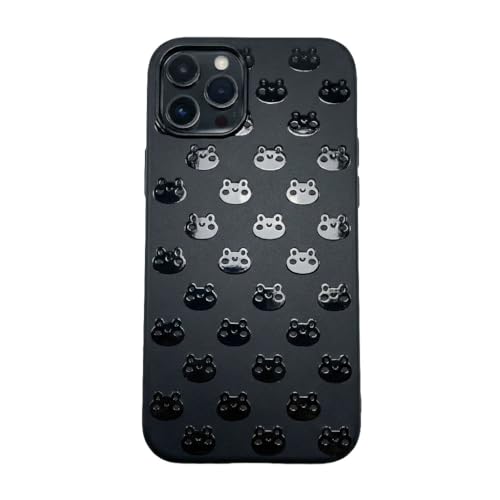 Black Case Compatible with - iPhone 15 Plus - Kawaii Frogs Matte Finish Protective Phone Cover Cute Pretty Froggy Print Shockproof TPU Rubber Silicone Trendy for Girls Kids Cool Accessories - size: iPhone 15 Plus