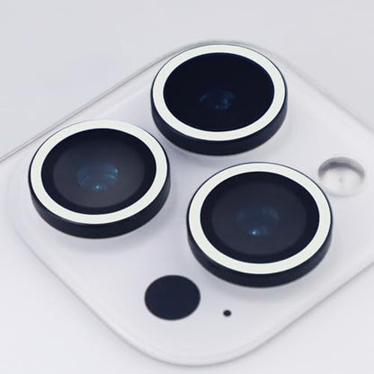 Luminous Camera Lens Protector for iPhone 16 Pro / 16 Pro Max Metal Ring Tempered Glass Glow in The Dark Lens Cover (3PCS) (White, for iPhone 16 Pro/16 Pro Max) - color: White