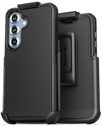 Encased Rugged Belt Case for Samsung Galaxy S25, Protective [Heavy Duty] Dual-Layer Shockproof Cover with Rotating Belt Clip Holster (Compatible with MagSafe), Black (S25) - size: S25