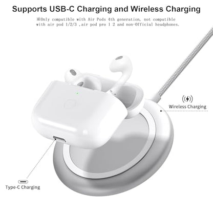 Wireless Charging Case Compatible with AirPod 4th Generation, Air Pod 4 Charger Case Replacement to USB-C Without Earbuds