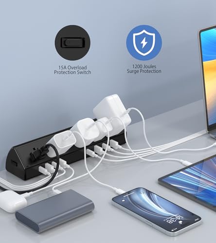 Jgstkcity Desk Clamp Power Strip USB C 45W,8 USB,10FT Cable,Black - color: Black, size: 10 FT