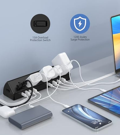 Jgstkcity Desk Clamp Power Strip USB C 45W,8 USB,10FT Cable,Black - color: Black, size: 10 FT