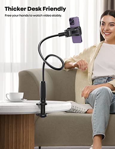 Lamicall Gooseneck Phone Holder for Bed, Stable Flexible Arm Stand for Desk - color: black