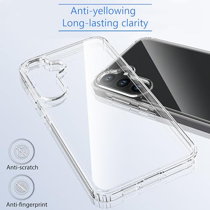 Crystal Clear case for Samsung Galaxy A15 5G/4G [Non-Yellowing][10FT Military Grade Protection] Anti-Scratch Protective Transparent Cover with Acrylic Hard(Back) + Soft TPU Bumper(Sides) Clear