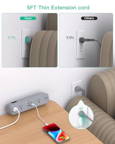 Mifaso PD30W Desk Clamp Power Strip, Surge Protector, Fast Charging Station - color: Gray, size: PD30W