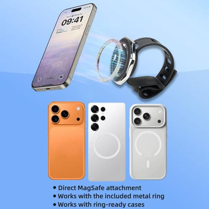 Magnetic Phone Mount with Flexible Bendable Mounting, Compatible with MagSafe, Gym, Steering Wheel, Stroller & Wrist Strap, Universal for iPhone 17/16/15/14/13/12, Treadmill, Shopping Cart