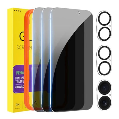 PEHAEL for iPhone 16 Privacy Screen Protector+Camera Lens Protector