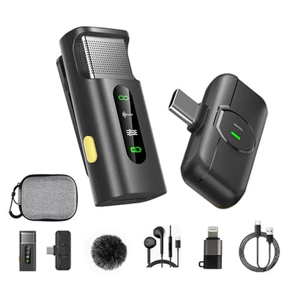 Wireless Lavalier Microphone for iPhone Android, Plug-Play Lapel