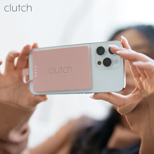 Clutch - Pro USB-C Portable Charger - Compatible with iPhone 15, 16, 17 & Android Devices - Power Bank Magnetic Battery - TSA Travel Approved - USB Rechargeable - Built-in Cable - 5000 mAh - 3.7oz - color: White