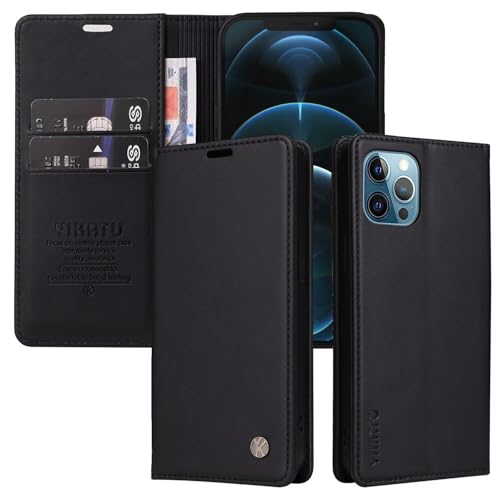 Caseurban Compatible with iPhone 12 Pro Max Wallet Case PU Leather Flip Folio Case with Card Holder Magnetic Closure Shockproof Protective Phone Cover Black - color: Black, size: iPhone 12 Pro Max