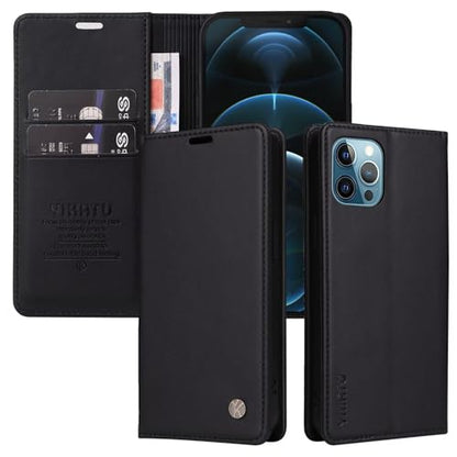 Caseurban Compatible with iPhone 13 Pro Wallet Case PU Leather Flip Folio Case with Card Holder Magnetic Closure Shockproof Protective Phone Cover Black - color: Black, size: iPhone 13 Pro