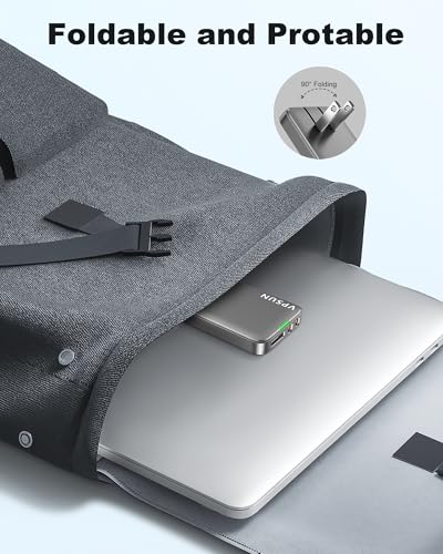 65W GaN Flat USB Wall Charger Block - 3 Port Foldable USB Charging Block - color: Gray