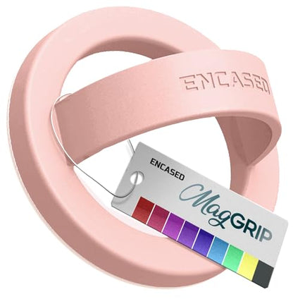 Encased Magnetic Phone Grip Holder Thin Silicone Finger Loop Ring Compatible with iPhone (Blush Pink) - color: Blush Pink