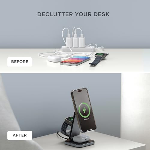 Satechi 3-in-1 Qi2 Wireless Charging Station, 15W Magnetic Charging - size: 3 in 1