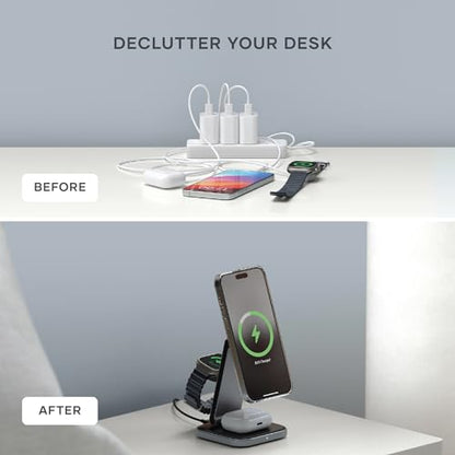 Satechi 3-in-1 Qi2 Wireless Charging Station, 15W Magnetic Charging - size: 3 in 1