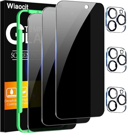 Wiaocit Tempered Glass Privacy Screen Protector for iPhone 16 Pro Max - size: iPhone 16 Pro Max-6.9 Inch