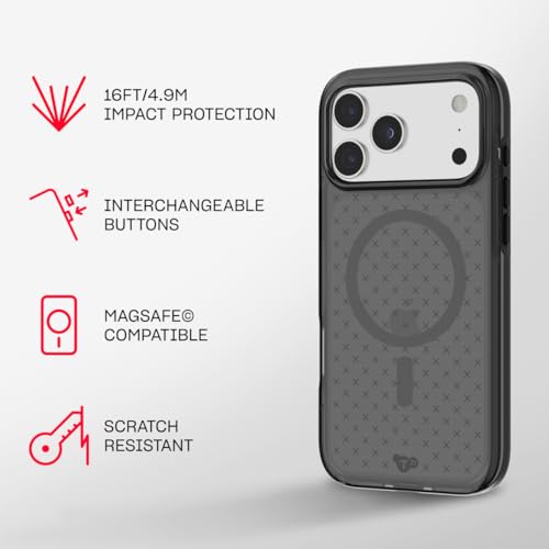 Tech21 EvoCheck Case for iPhone 17 Pro Max – Smokey/Black | Slim Protective Case | Impact Protection | MagSafe Compatible - color: Black, size: iPhone 17 Pro Max
