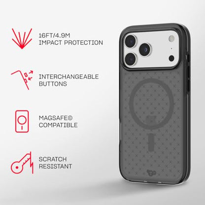Tech21 EvoCheck Case for iPhone 17 Pro Max – Smokey/Black | Slim Protective Case | Impact Protection | MagSafe Compatible - color: Black, size: iPhone 17 Pro Max