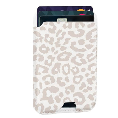 uCOLOR Upgraded Magnetic Cell Phone Wallet Card Holder-Compatible with MagSafe for iPhone 17/16/15/14/13/12 Series, Leather Magnetic Phone Wallet (Beige Leopard) - color: Beige Leopard
