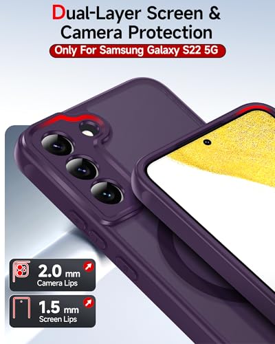 LeYi for S22-Phone Case Shockproof Slim Skin-Feel Transparent Funda, Purple | Phone Case Samsung S22, Magsade Magnetic Drop Protection Funda Para Nuevo Libre 256Gb Galaxy S 22 Case Galexy Cellular Phonr - color: Purple, size: Galaxy S22 (6.1 Inch)