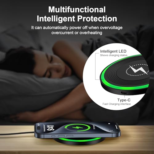 Android Wireless Charger Fast Charging Pad for Motorola Edge/Razr 2026 2025 2024,Moto G Stylus/Power 2025,Razr 50 Ultra,Wireless Samsung Phone Charger Station 15W for Galaxy S24/S23 with QC Adapter - color: Black2