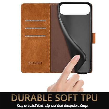 SUANPOT Compatible with iPhone Air 6.5" Wallet case with RFID Blocking Credit Card Holder,Flip Book PU Leather Protective Cover Women Men for Apple iPhone 17 Air Phone case Light Coffee - color: Light Coffee, size: iPhone Air 6.5"