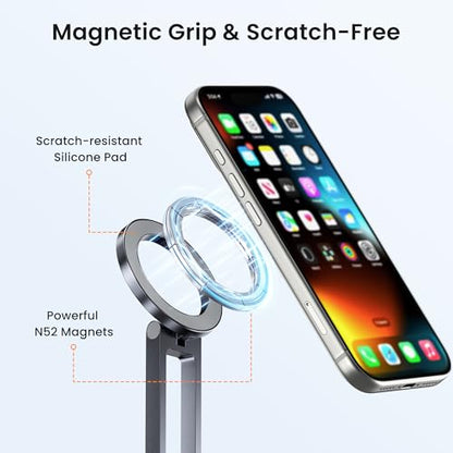 Itramax Magnetic Cell Phone Tripod,Adjustable Desk Phone Holder for MagSafe - color: Gray
