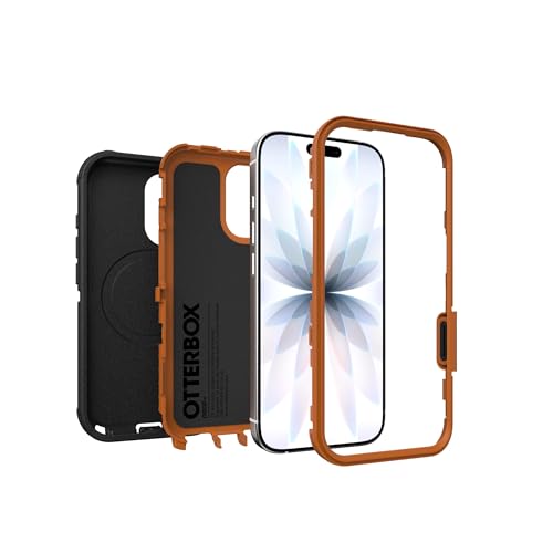 OtterBox iPhone 17 (Only) - Defender Series Case - Black Chateau (Black & Orange) - Snaps on MagSafe - Tough - Rugged & Durable - color: Black Chateau (Black & Orange), style: iPhone 17