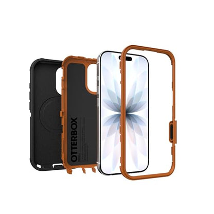 OtterBox iPhone 17 (Only) - Defender Series Case - Black Chateau (Black & Orange) - Snaps on MagSafe - Tough - Rugged & Durable - color: Black Chateau (Black & Orange), style: iPhone 17