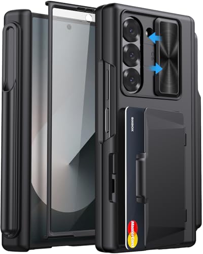 for Samsung Galaxy Z Fold 6 Case with Card Holder, Black - color: Black-P