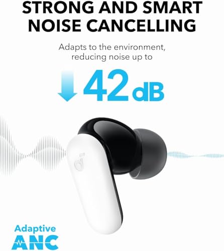 Soundcore P30i by Anker Noise Cancelling Earbuds, Hands-Free Viewing - color: White