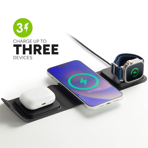 Mophie 3-in-1 Travel Charger with MagSafe - Portable Wireless Charging Hub - color: Black, style: Gen 1
