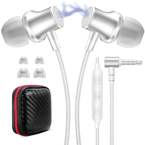 ASKUBSKU Wired Earbuds with Mic for School Chromebook Laptop PC, Silver - color: Silver