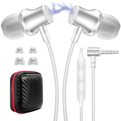 ASKUBSKU Wired Earbuds with Mic for School Chromebook Laptop PC, Silver - color: Silver