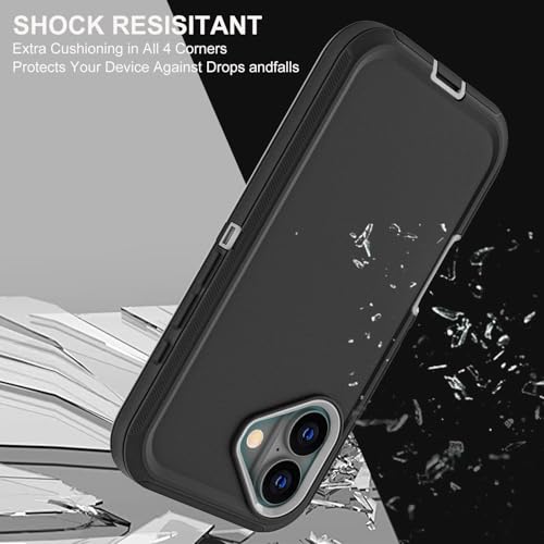 YKHJKLEC for iPhone 17 Case, Military Grade 3 in 1 Heavy Duty Shockproof/Drop Proof/Dust Proof Case with 2Pcs Tempered Glass Screen Protector (Black/Grey) - color: Black/Grey