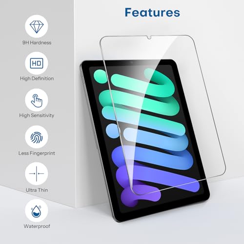 SPARIN 2 Pack Screen Protector for iPad Mini 7 (A17 Pro)/Mini 6 8.3 Inch | Tempered Glass for iPad Mini 7th Gen 2024/ 6th Gen 2021, Anti-Scratch, Case Friendly, HD Clear, Apple Pencil Compatible - size: iPad Mini 6 2021