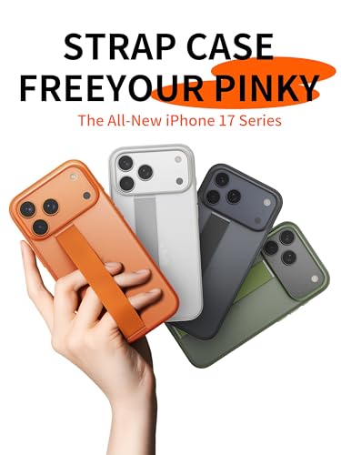 for iPhone 17 Pro Max Case with Elastic Hand Strap and Finger Ring Grip - color: Black, size: iPhone 17 Pro Max